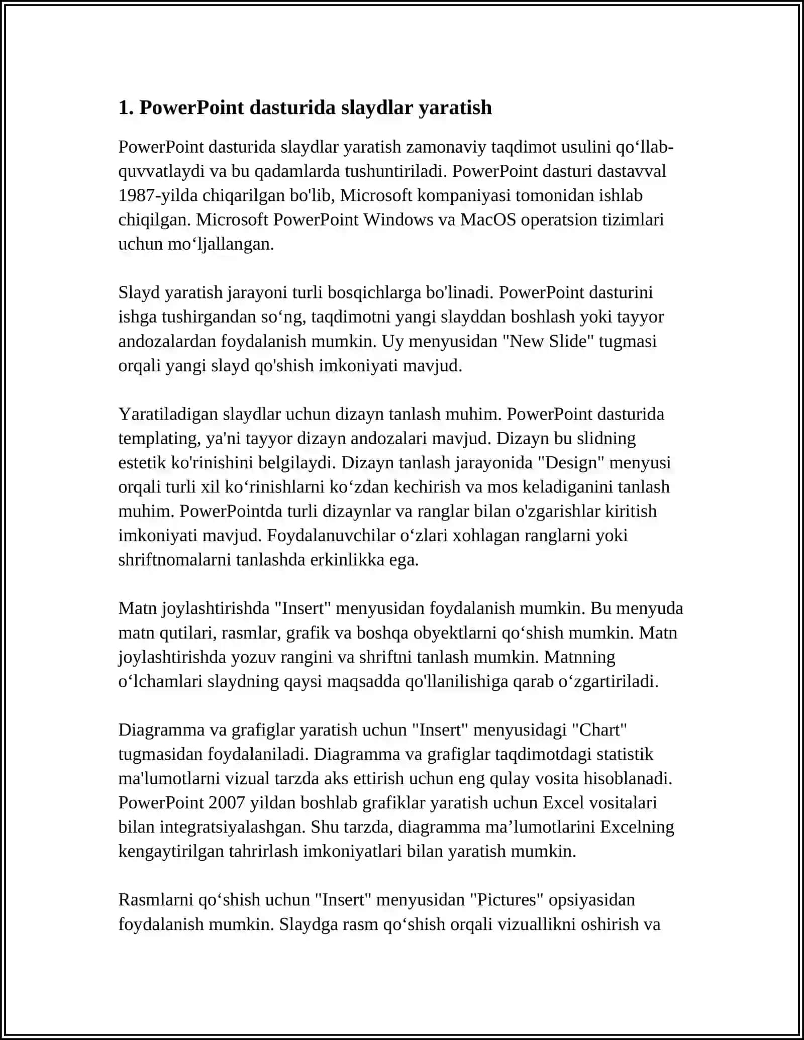 POVERPOYIN DASTURIDA TAGʻDIMOT TAYYORLASH 3