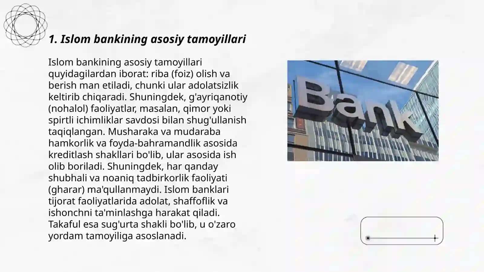 Islom banki va an'anaviy banklar o'rtasidagi farglar Islomda shartnoma mohiyati 3