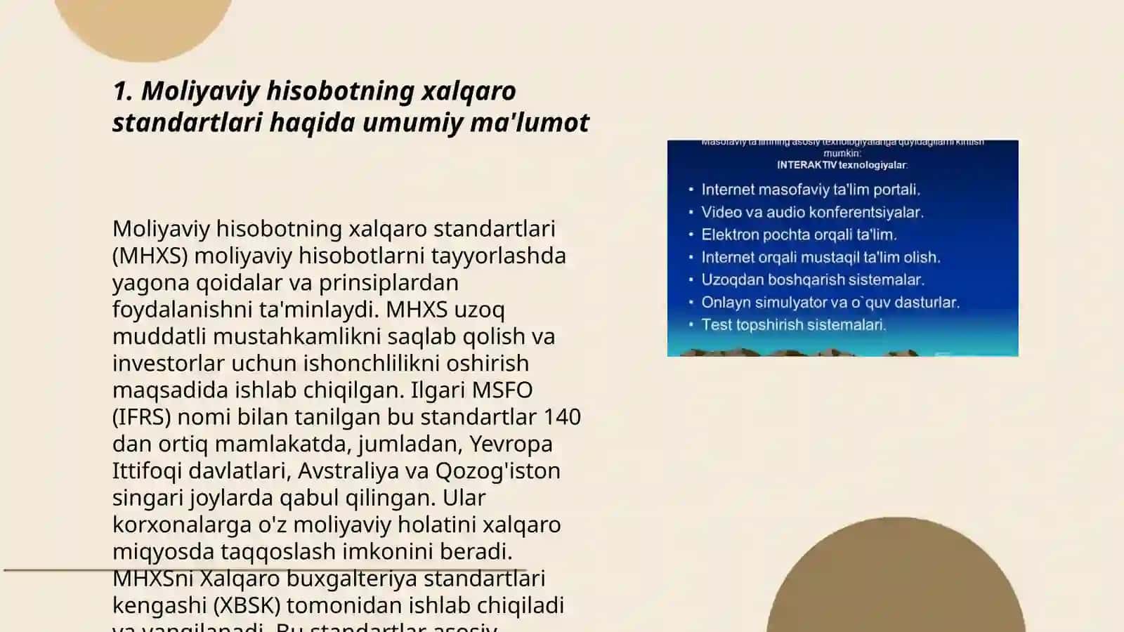 Moliyaviy hisobotning xalqaro standartlarida talablari boʻyicha mulk, bino va inshootlarni kapital taʼmir qilish va tasarruf etish jarayonlarini buxgalteriya hisobida aks ettirish hamda uni takomillashtirish 3