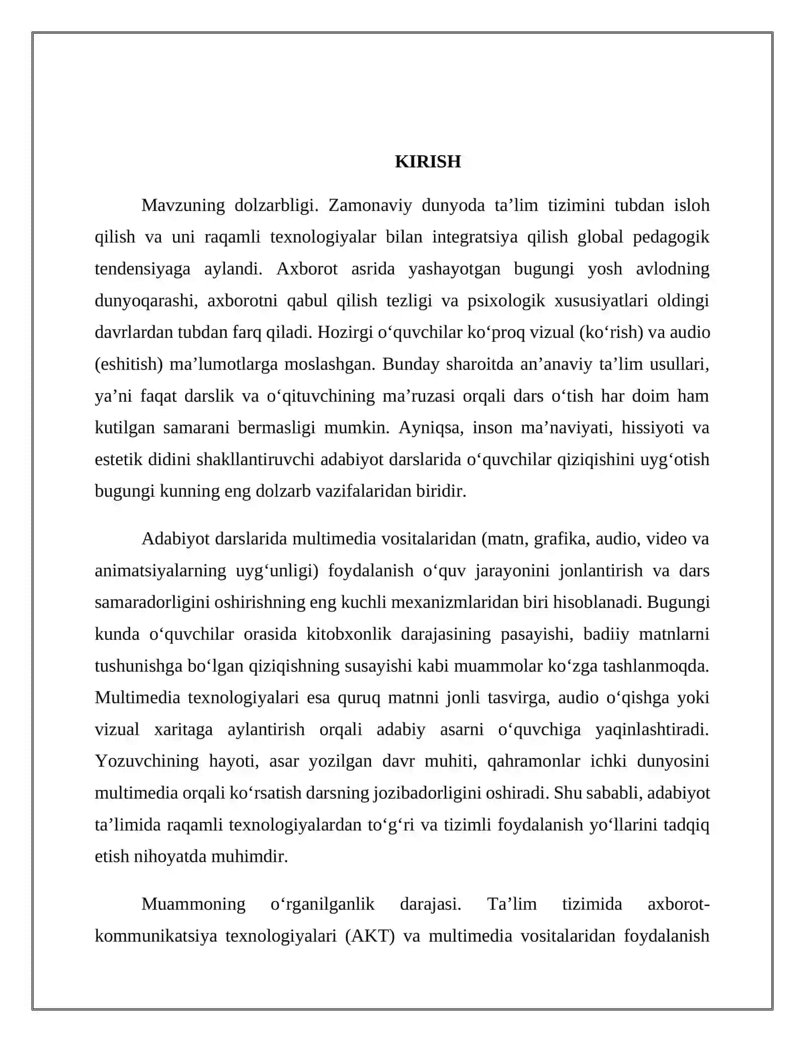 Adabiyot darslarida multimediya vositalardan foydalanish yo‘llarini o‘rganish 3