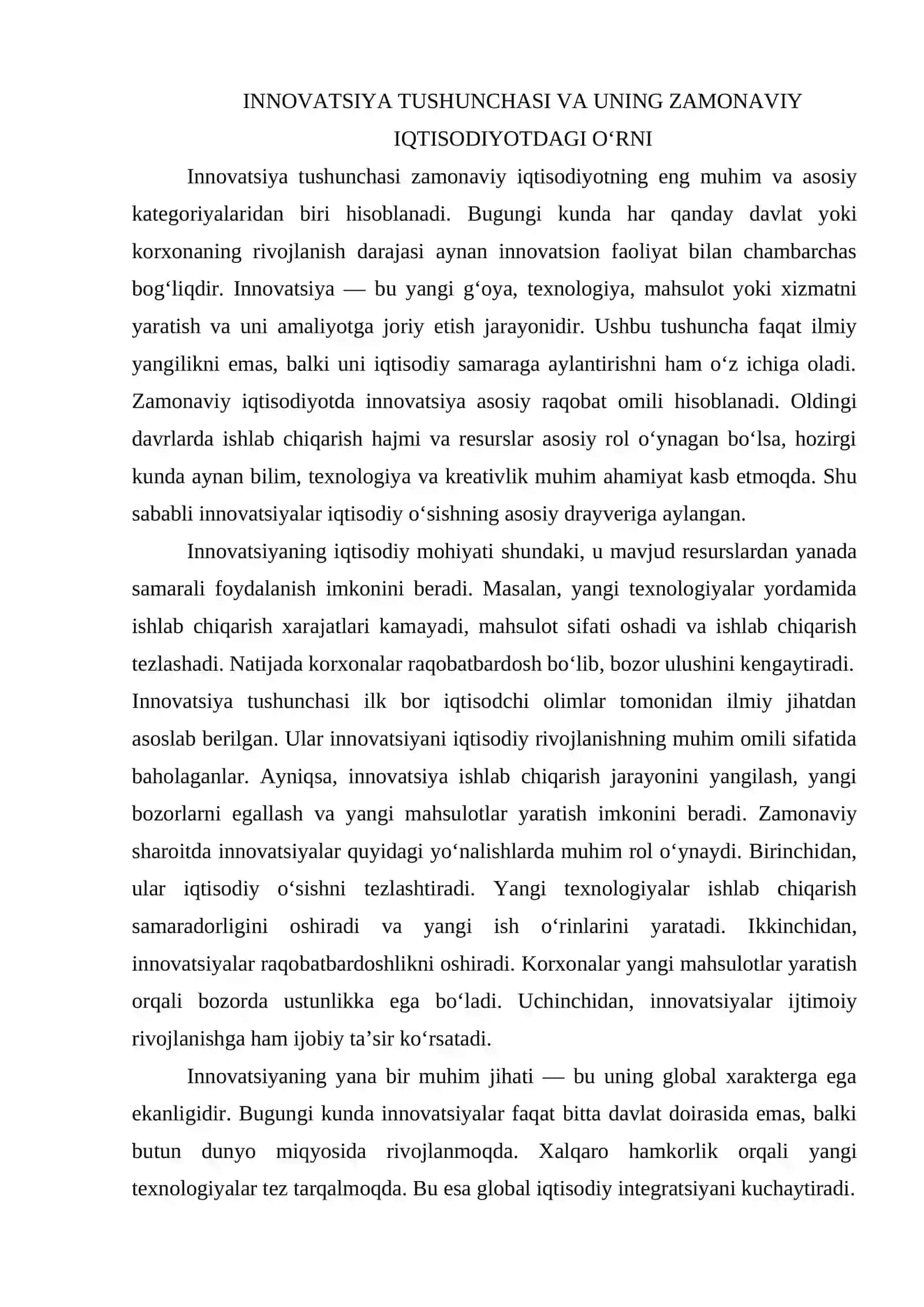 Innovatsiya va loyihalarni boshqarish fanidan mustaqil ish 3