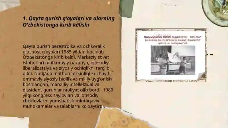 Qayta qurish yillarida Oʻzbekistondagi ijtimoiy-siyosiy vaziyat 3