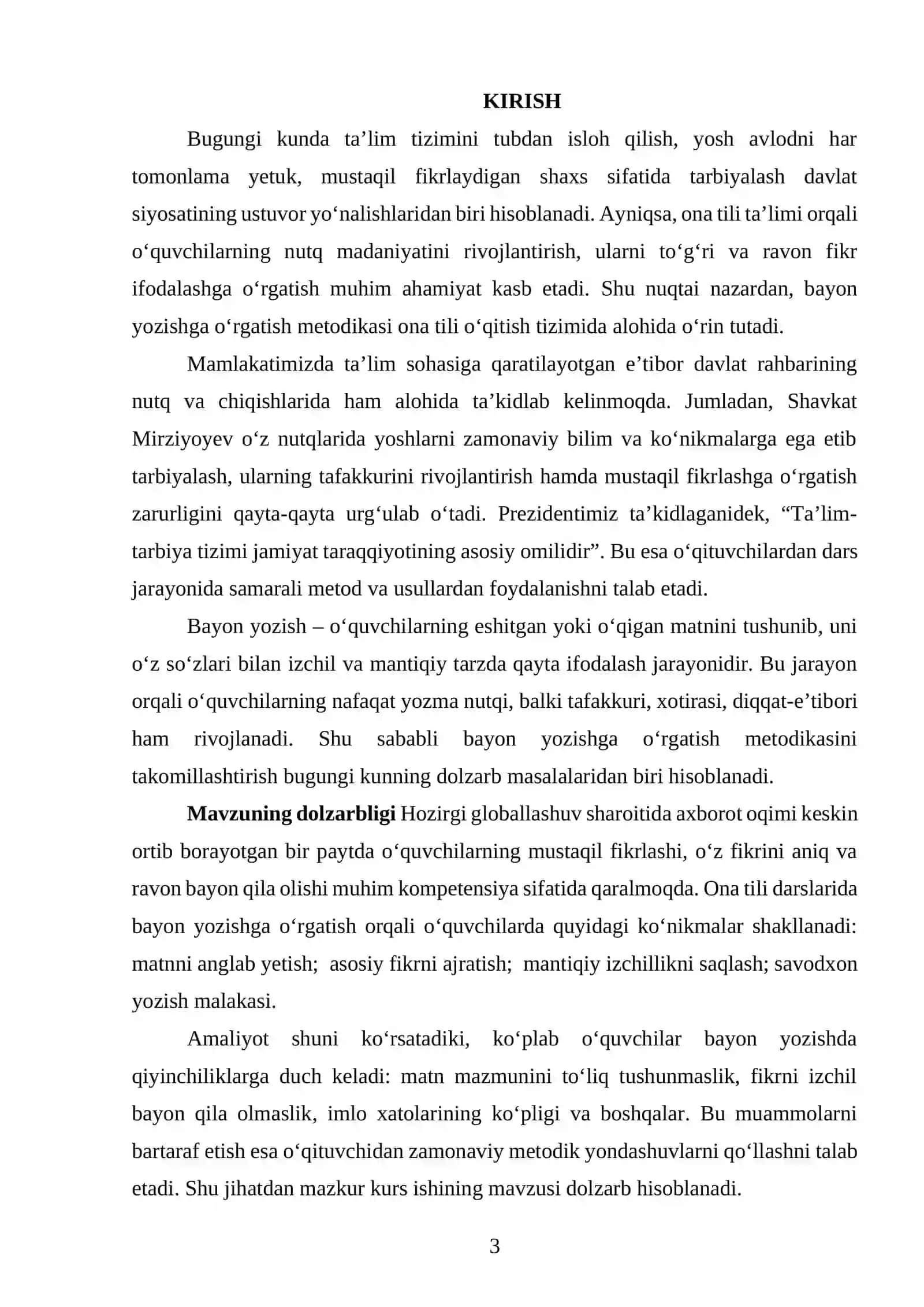 Ona tili metodikasi fanidan bayon yozishga o‘rgatish usullari 3