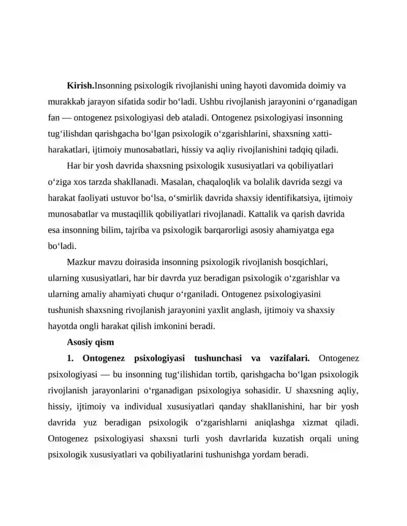 Ontogenez psixologiyasi:inson taraqqiyotining psixologik bosqichlari 3