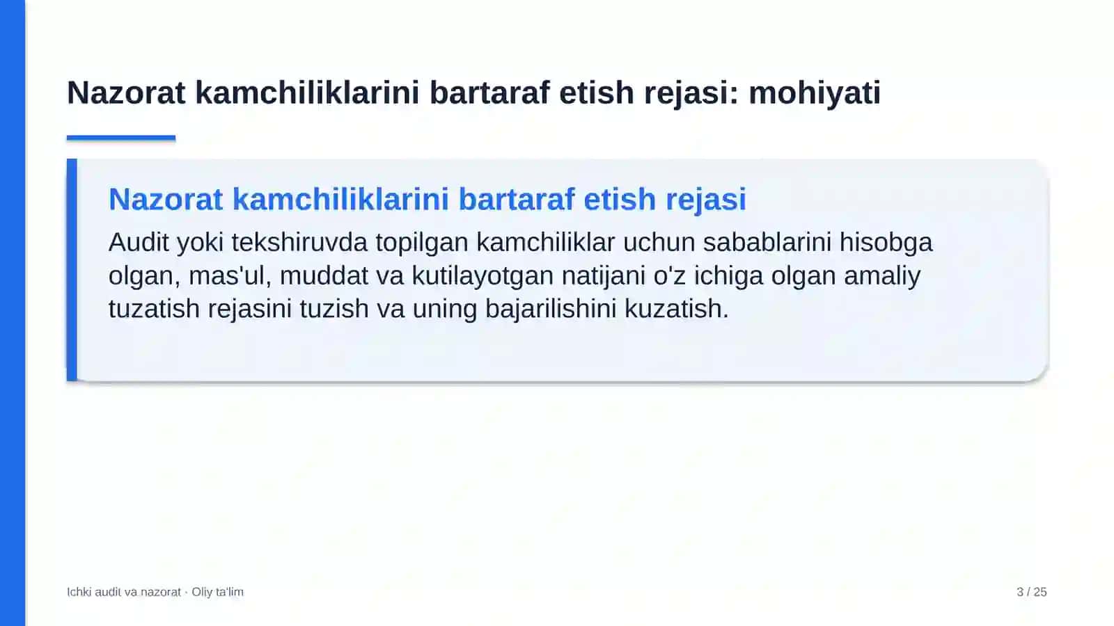 Yangiliklar saytlarida nazorat kamchiliklarini bartaraf etish rejasini ishlab chiqish 3