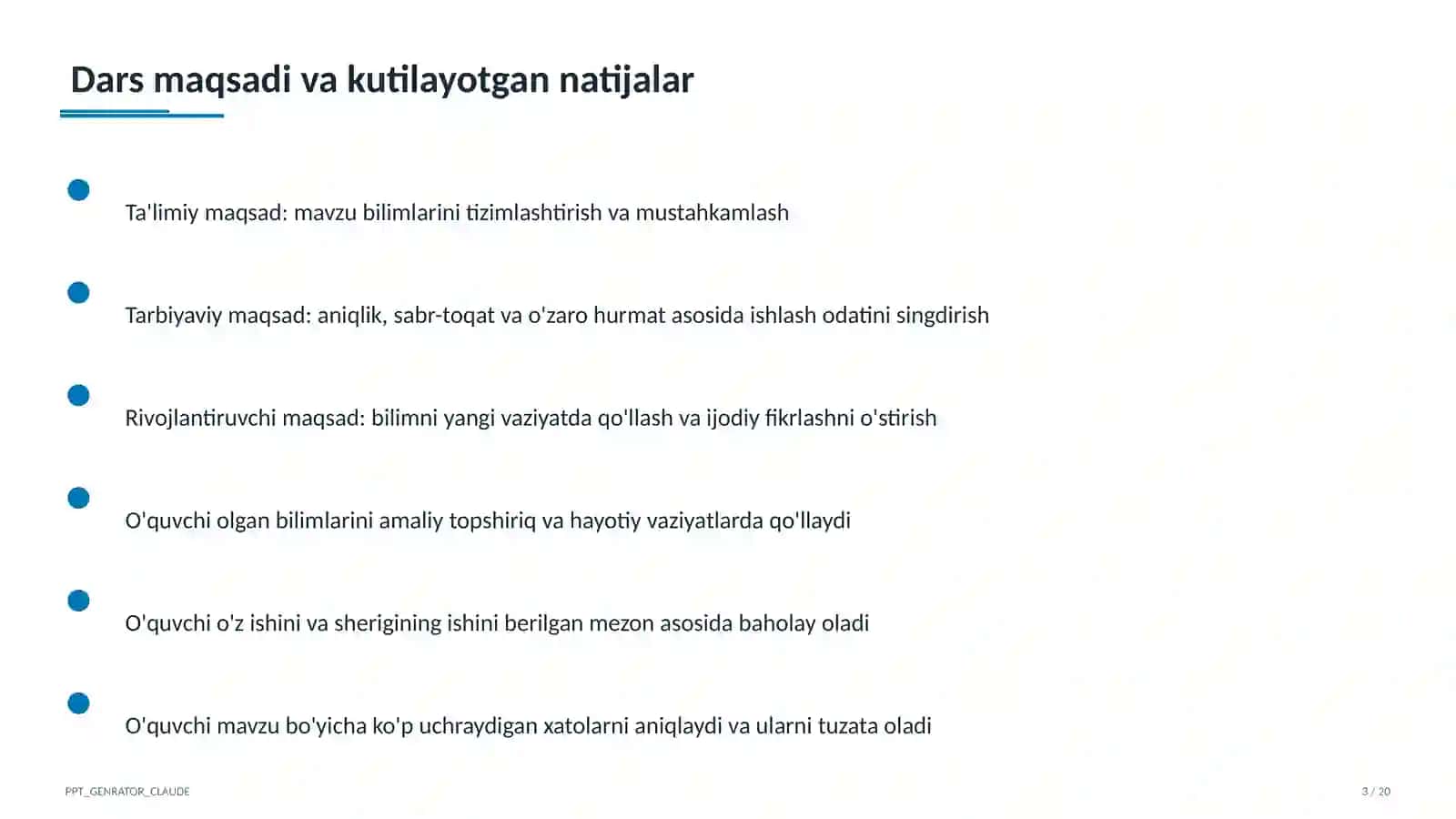 Dolzarb mavzular — maktab va o'qituvchilar (2026) — o'quvchilar uchun 3