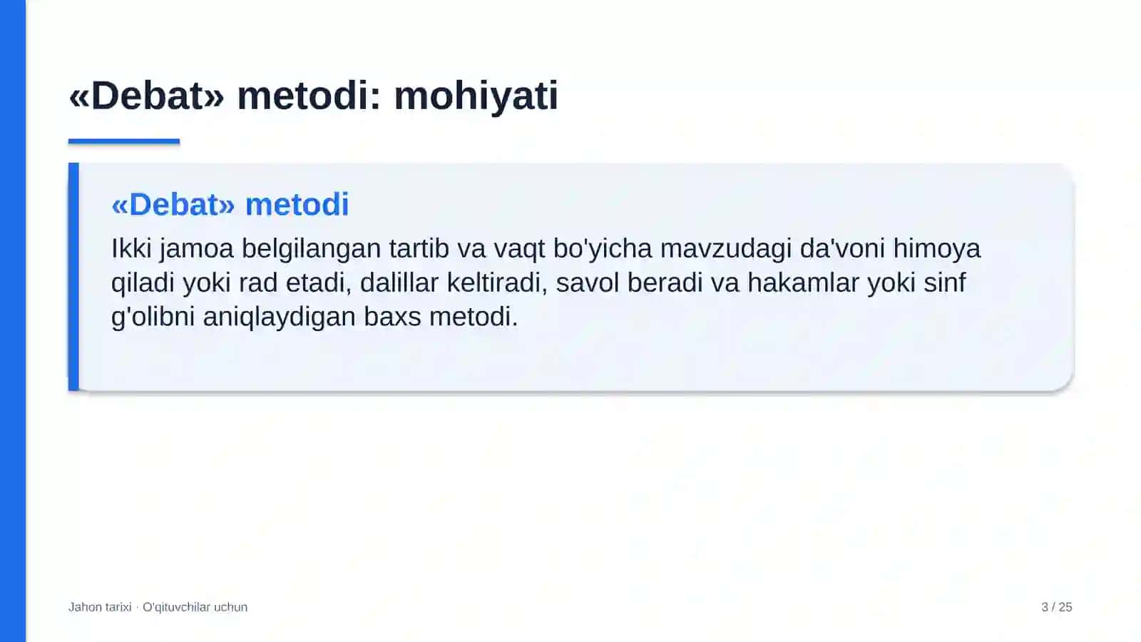jahon tarixi darslarida debat metodidan foydalanish 9663 3