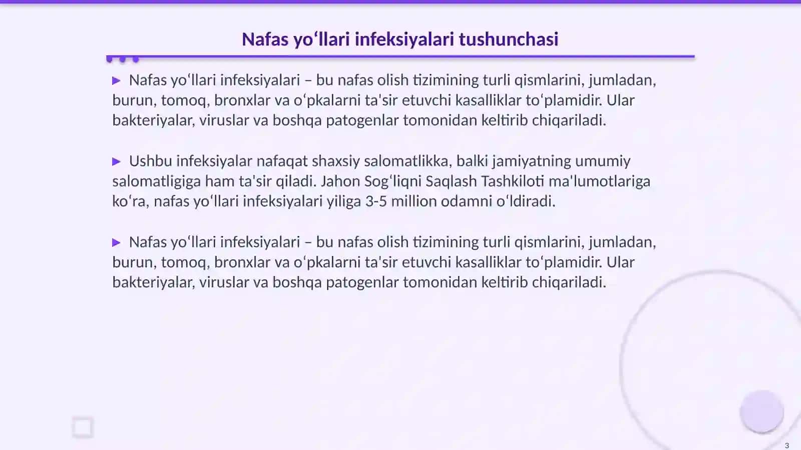 Nafas yo‘llari infeksiyalarining umumiy epidemiologik tasnifi 3