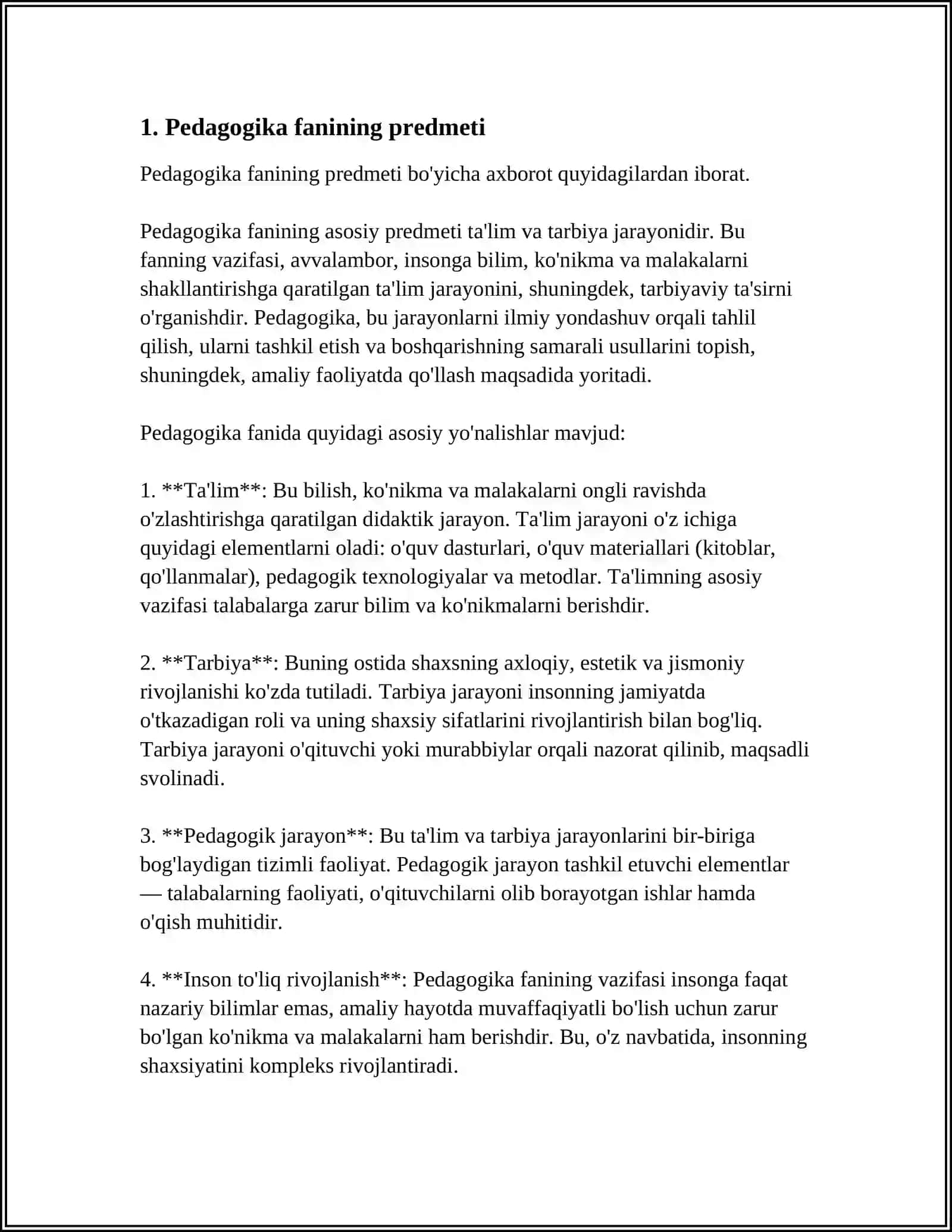 PEDAGOGIKA FANINING PREDMETI MAQSADI, VAZIFASI, ILMIY TADQIQOT METODLARI 3