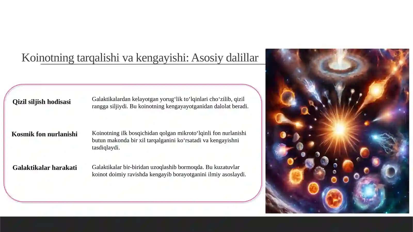 Olamning paydo bo'lishi va evolyutsiyasi 3