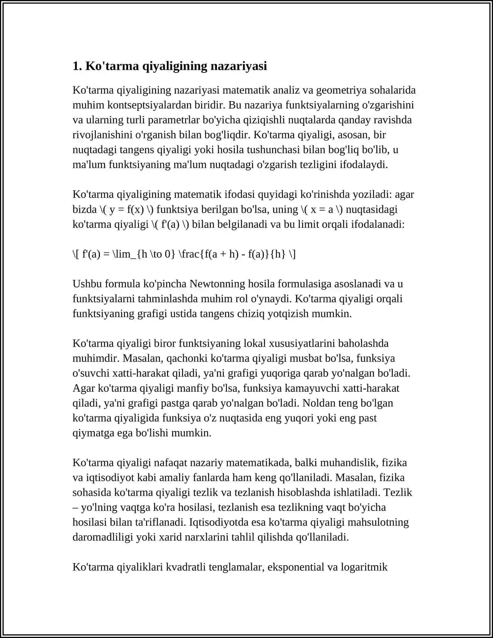 KO'TARMA QIYALIGINING USTUVORLIK KOEFFITSIENTINI HISOBLASH SXEMASINI CHIZISH 3