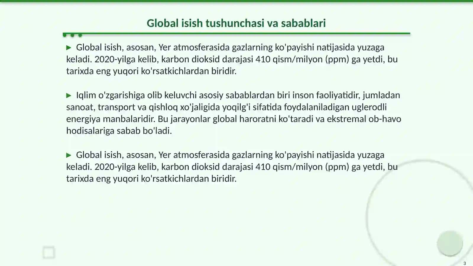 Global isish va uning oqibatlari 3