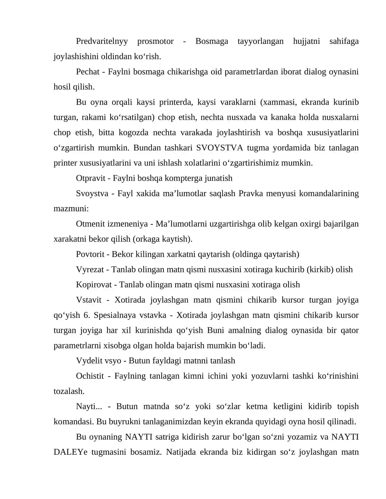 Word matn muharriri bosh menyusi bilan tanishish 3