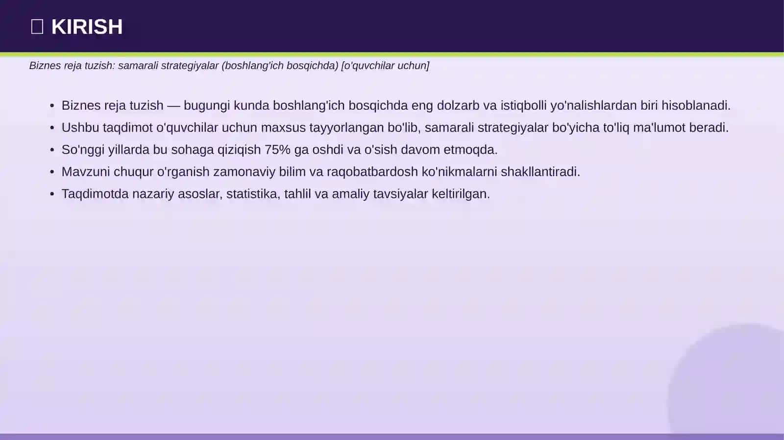 Biznes reja tuzish: samarali strategiyalar (boshlang'ich bosqichda) [o'quvchilar uchun] 3
