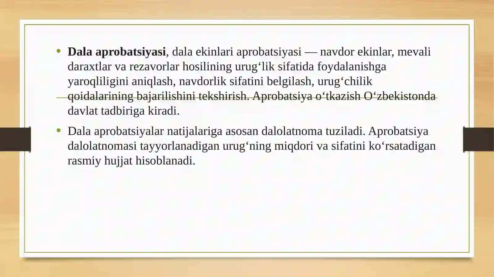 Urug’lik ekinzorlarida aprobatsiya o’tkazish 3