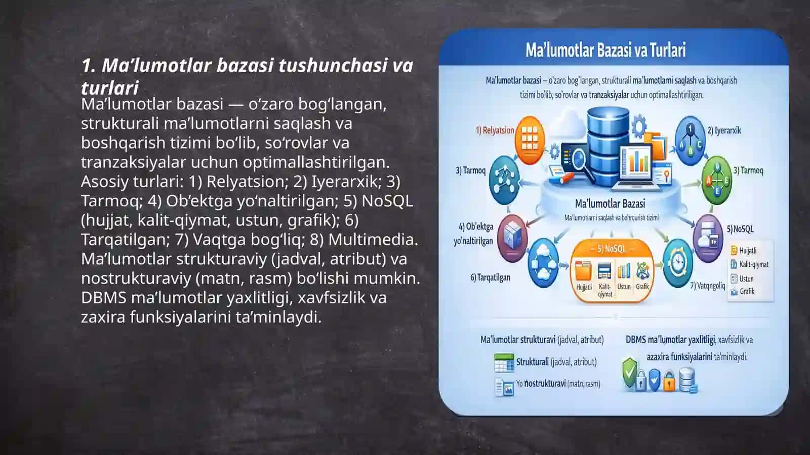 Ma’lumotlar va bilimlar bazasi. Bilimlarni ifodalash modellari 3