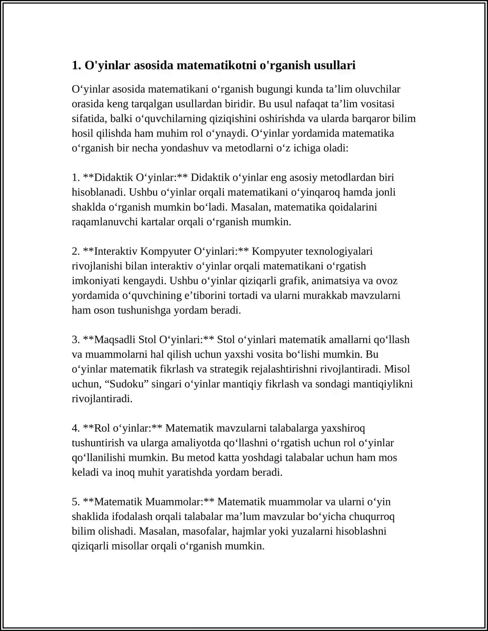 BOSHLANG'ICH SINFLARDA MATEMARIKADAN SINFDAN TASHQARI ISHLARINI TASHKIL ETISH TURLARI 3