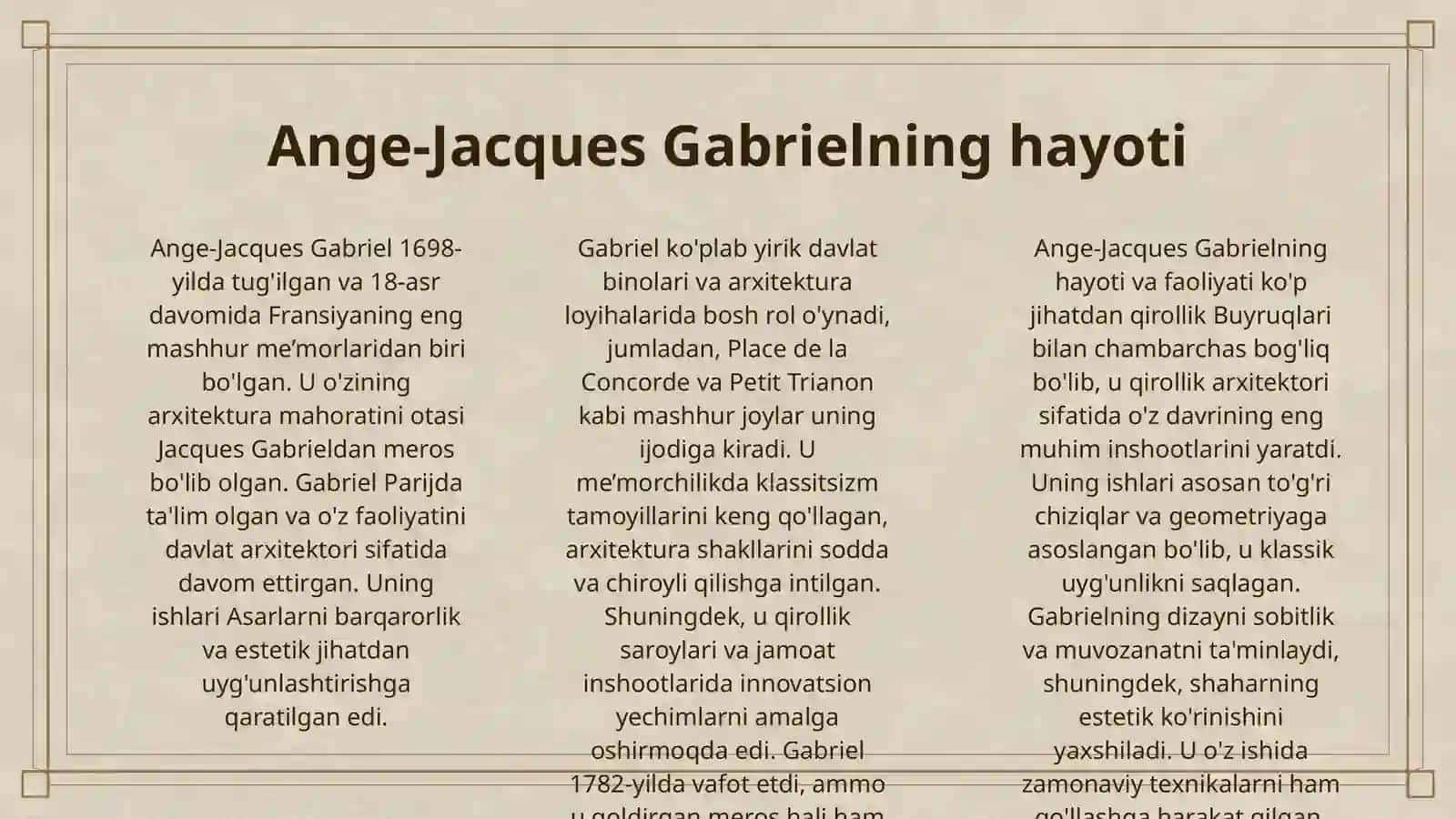 18-ASRDA FRANSIYADA IJOD QILGAN ME’MOR ANGE-JACQUAS GABRIEL IJODI VA PLACE DE LA CONCORDE ME’MORIY LOYIHASI VA PETIT TRIANON ME’MORIY LOYIHALARI TAHLILI 3