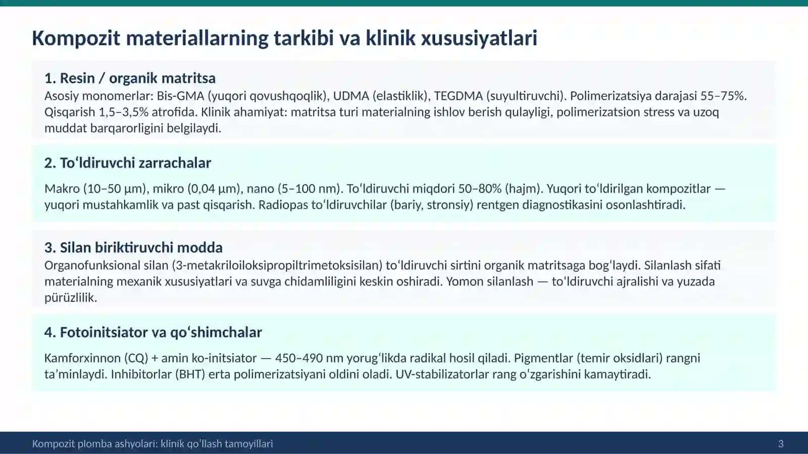 Tishlar restavrasiyasida kompozit plomba ashyolarini klinik qo‘llash tamoyillari 3