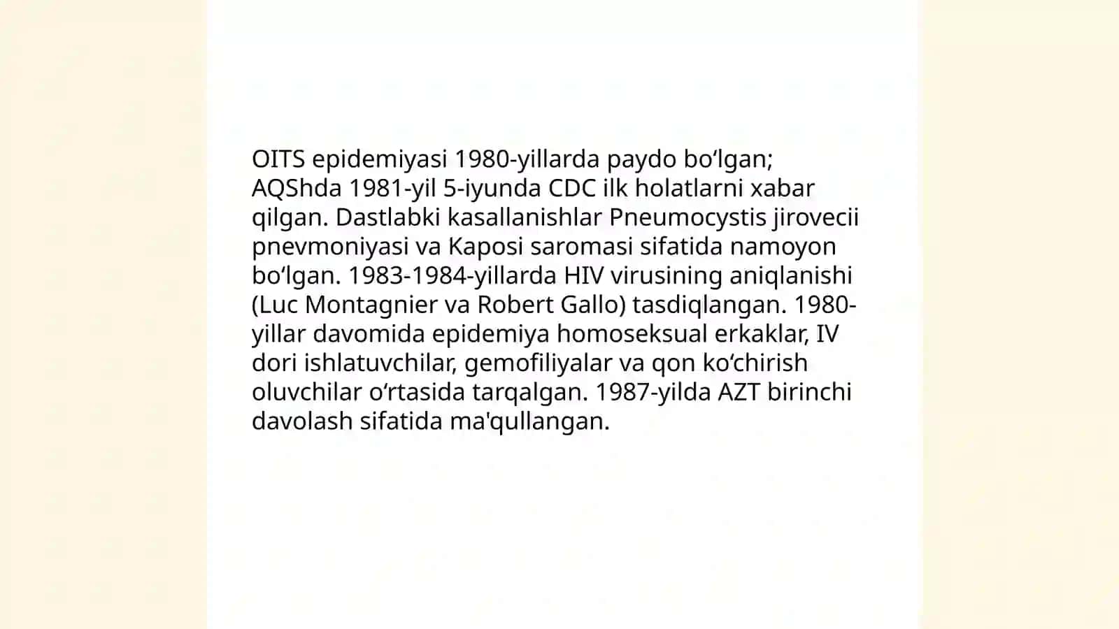OITS epidemiyasining tarixi 3