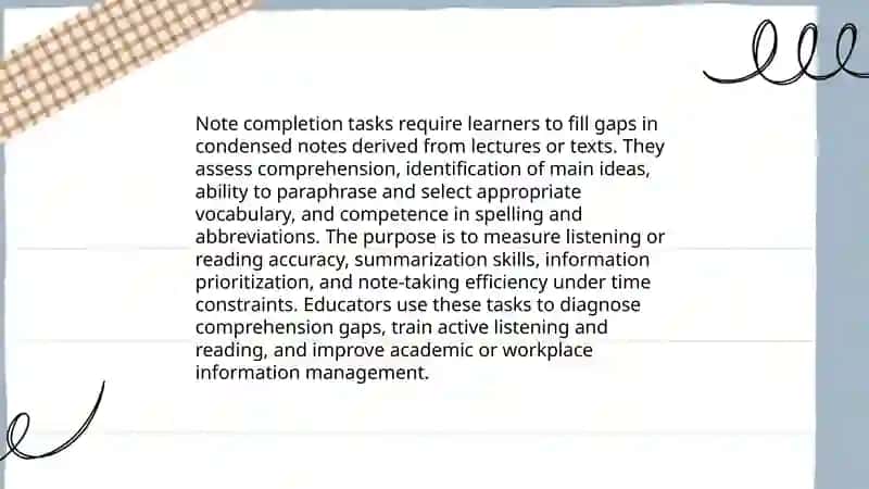 Note completion tasks 3