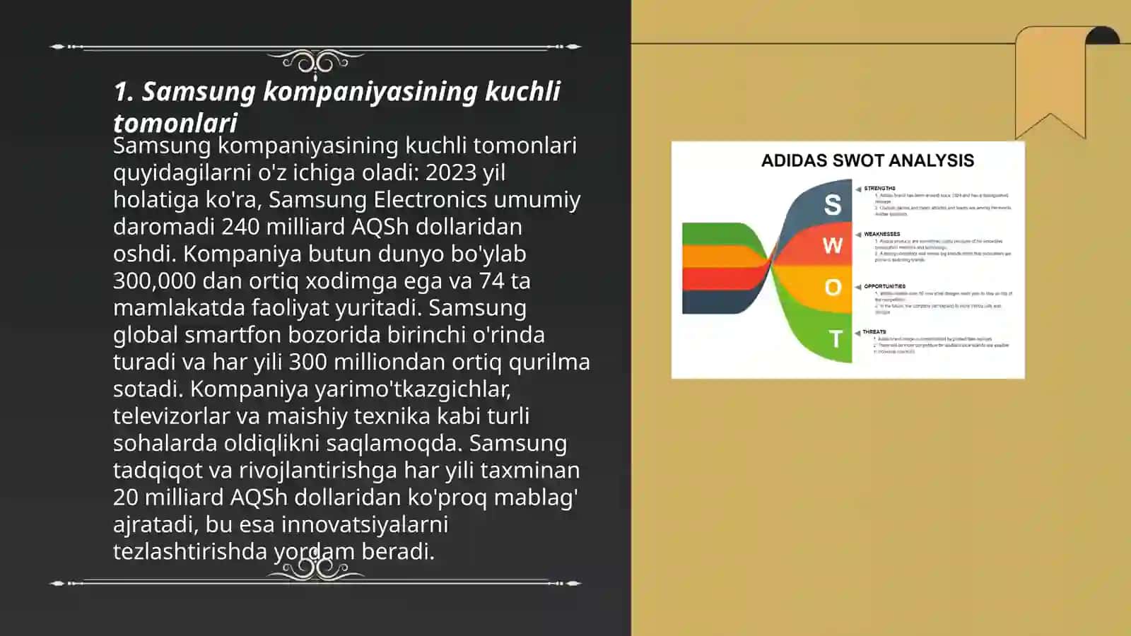 Samsung kompaniyasining kuchli tomonlari 3