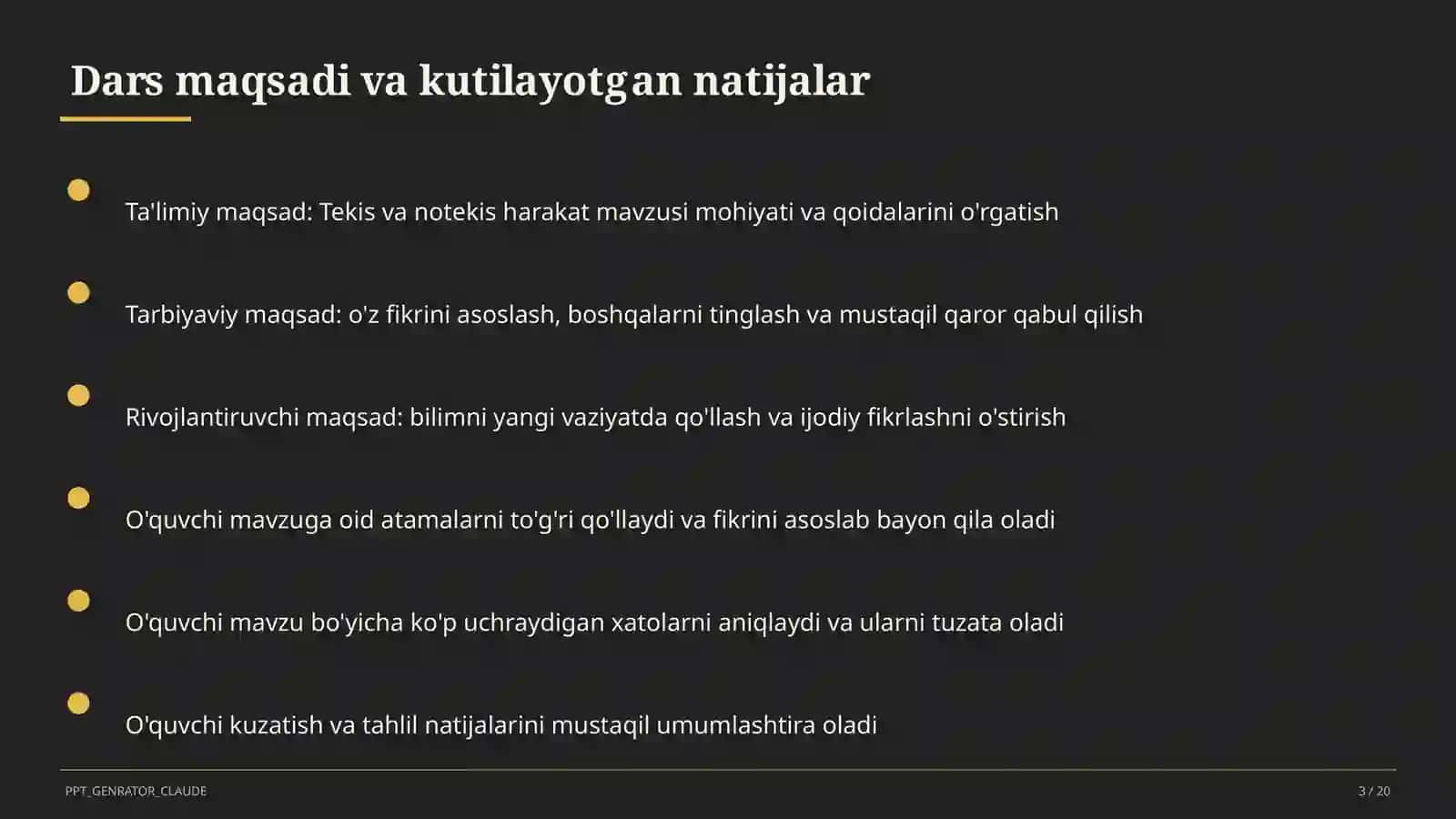 Tekis va notekis harakat (7-sinf) Fizika (6– 11) — o'qituvchilar uchun 3