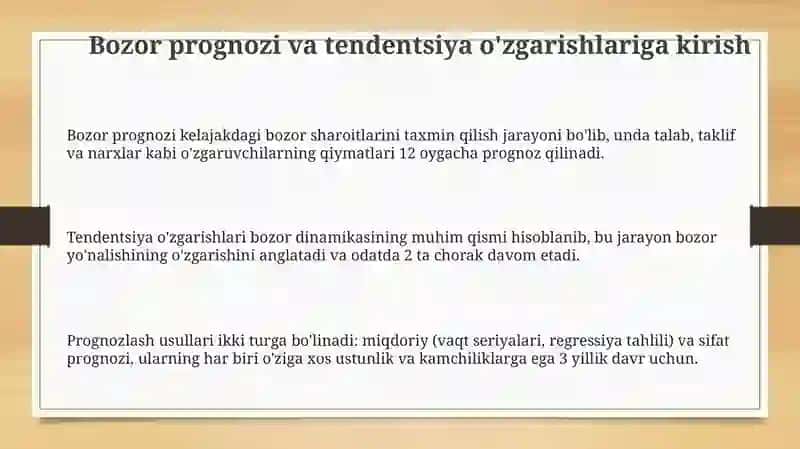 Bozorni prognozlash va tendensiyalarning o’zgarishi 3