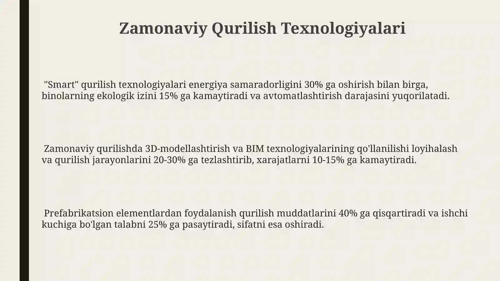 Buyumkonstruksiyasinitexnologikliginiishlash.Ichki,tashqivakirishnazorati 3