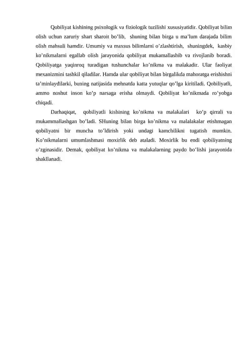 Qobiliyat va layoqatning sifat va miqdor xarakteristikasi 3