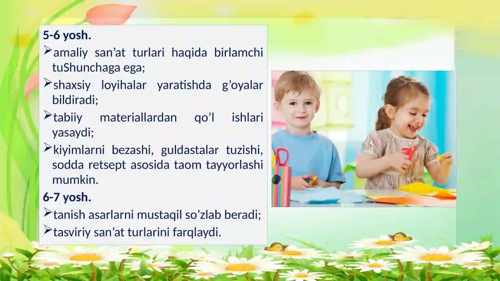 Maktabgacha yoshdagi bolalarni tasviriy qobiliyatlarini, ijodkorligini rivojlanganlik darajasini aniqlash 3
