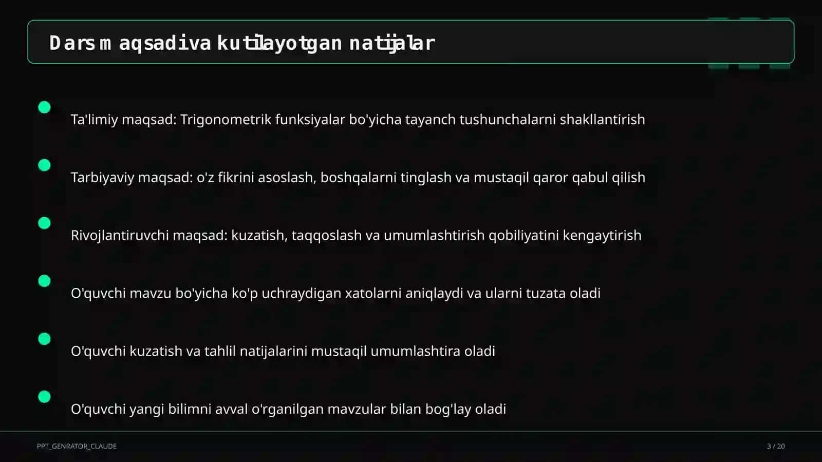 Trigonometrik funksiyalar (10-sinf) 3