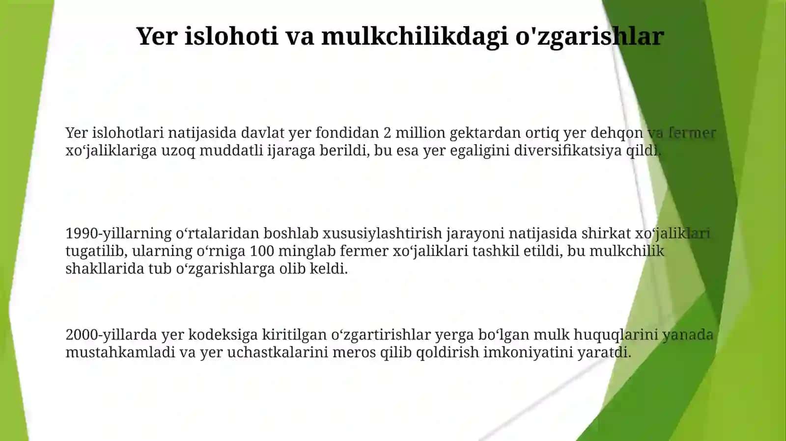 Mustaqillik yillarida qishloq xo‘jaligi sohasidagi o‘zgarishlar 3