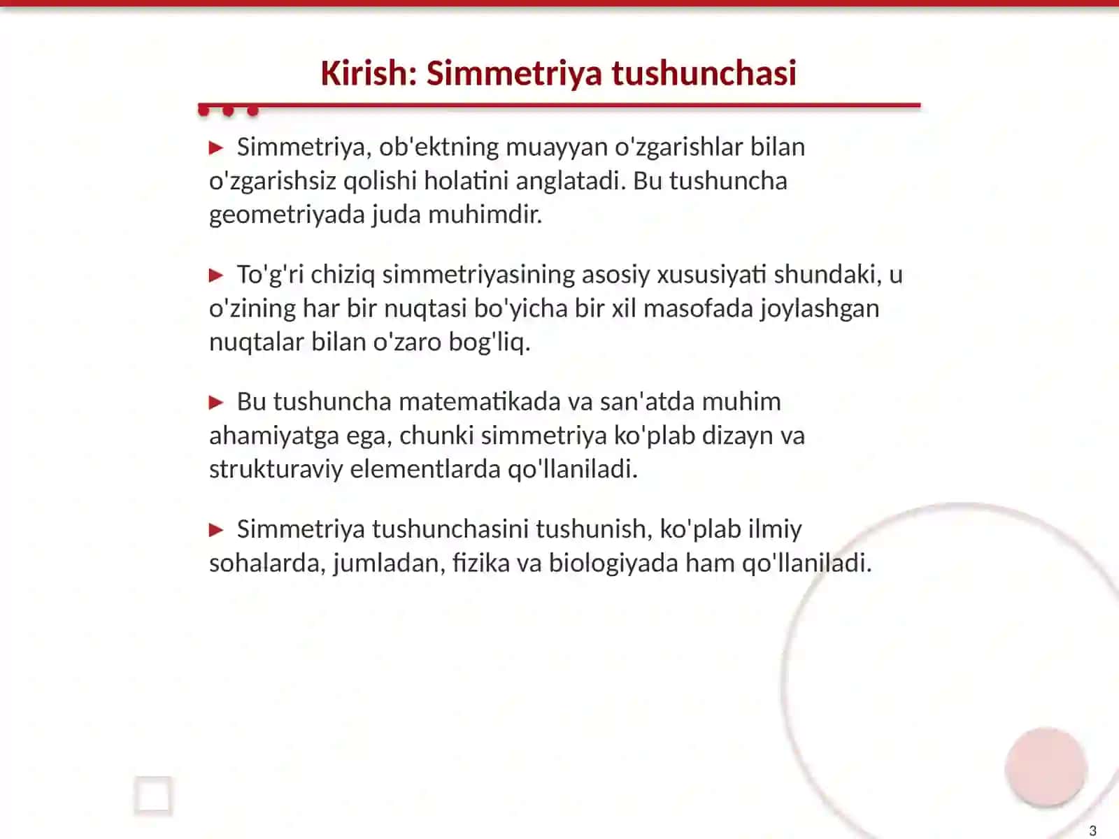 To'g'ri chiziqqa nisbatan simmetriya 3