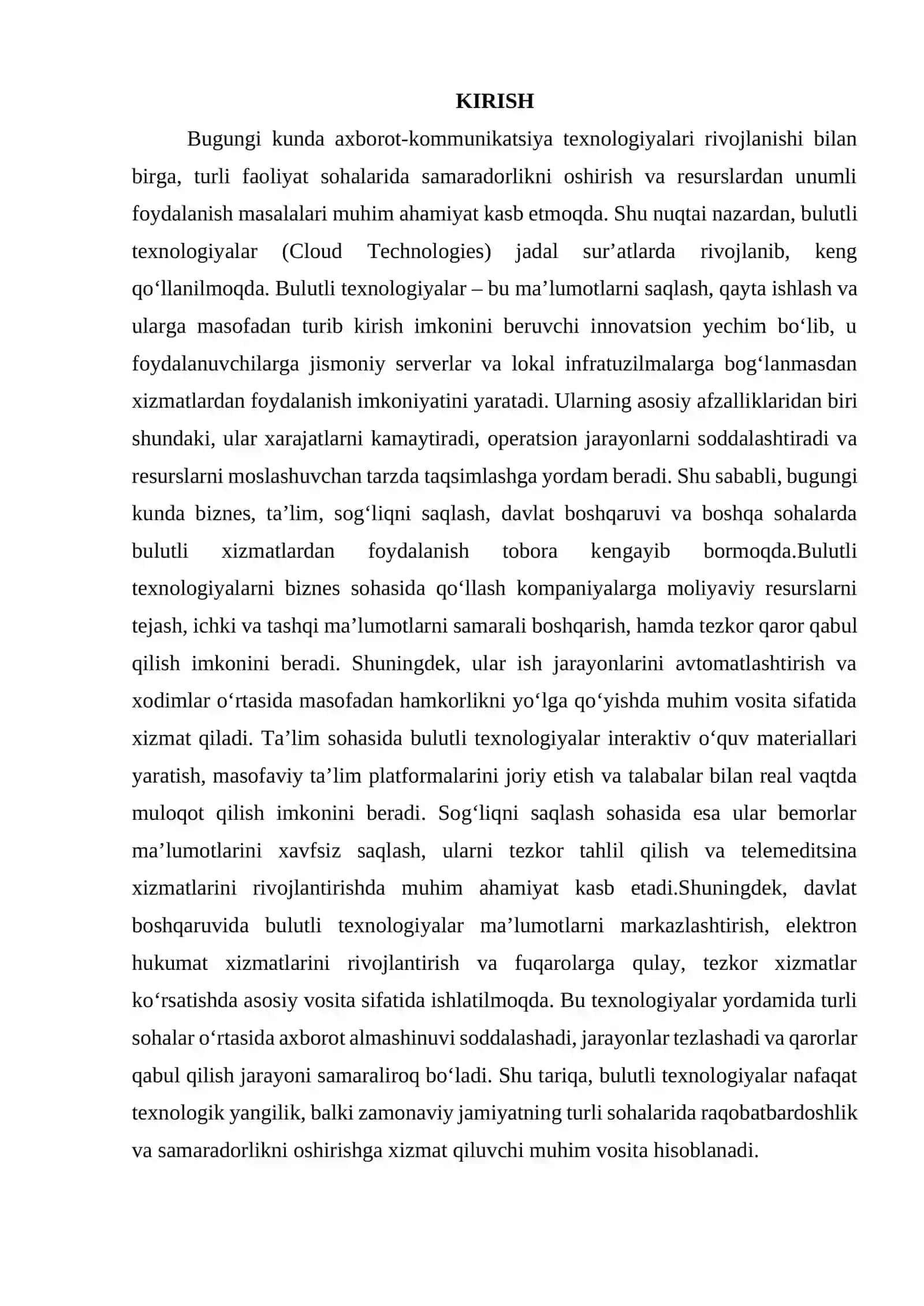 HAR XIL FAOLIYAT SOHALARIDA BULUTLI TEXNOLOGIYALARDAN FOYDALANISH IMKONIYATLARI 3
