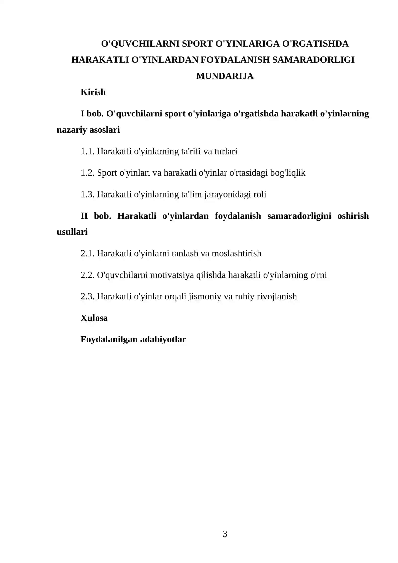 O'QUVCHILARNI SPORT O'YINLARIGA O'RGATISHDA HARAKATLI O'YINLARDAN FOYDALANISH SAMARADORLIGI 3
