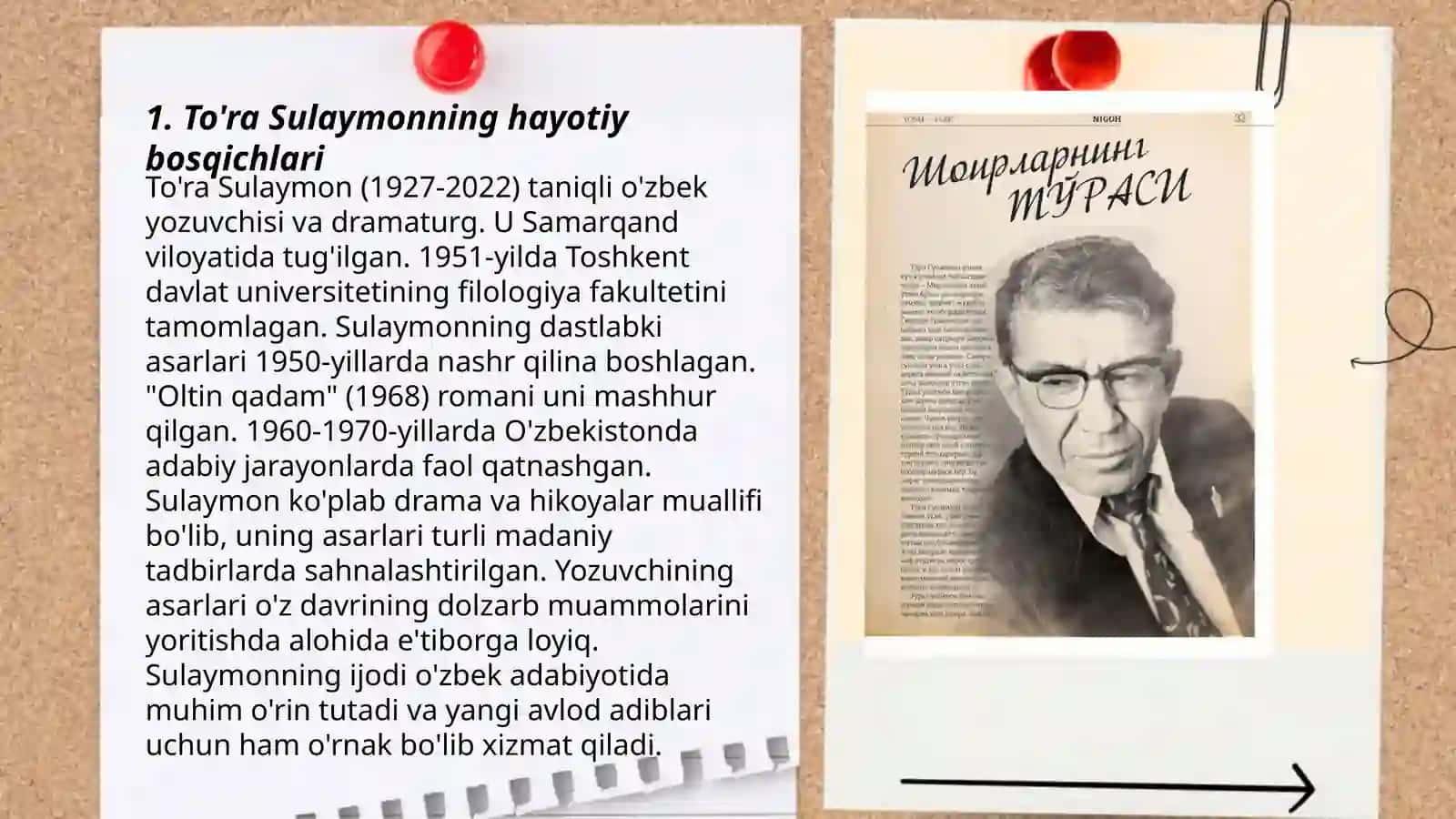 To'ra Sulaymonning hayotiy bosqichlari 3