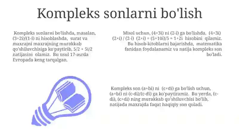 Kompleks sonlar ustida amallar 3