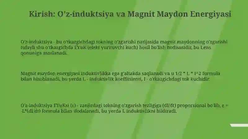 Zanjirni uzish va ulashdagi o'zinduksiya xodisalari 3
