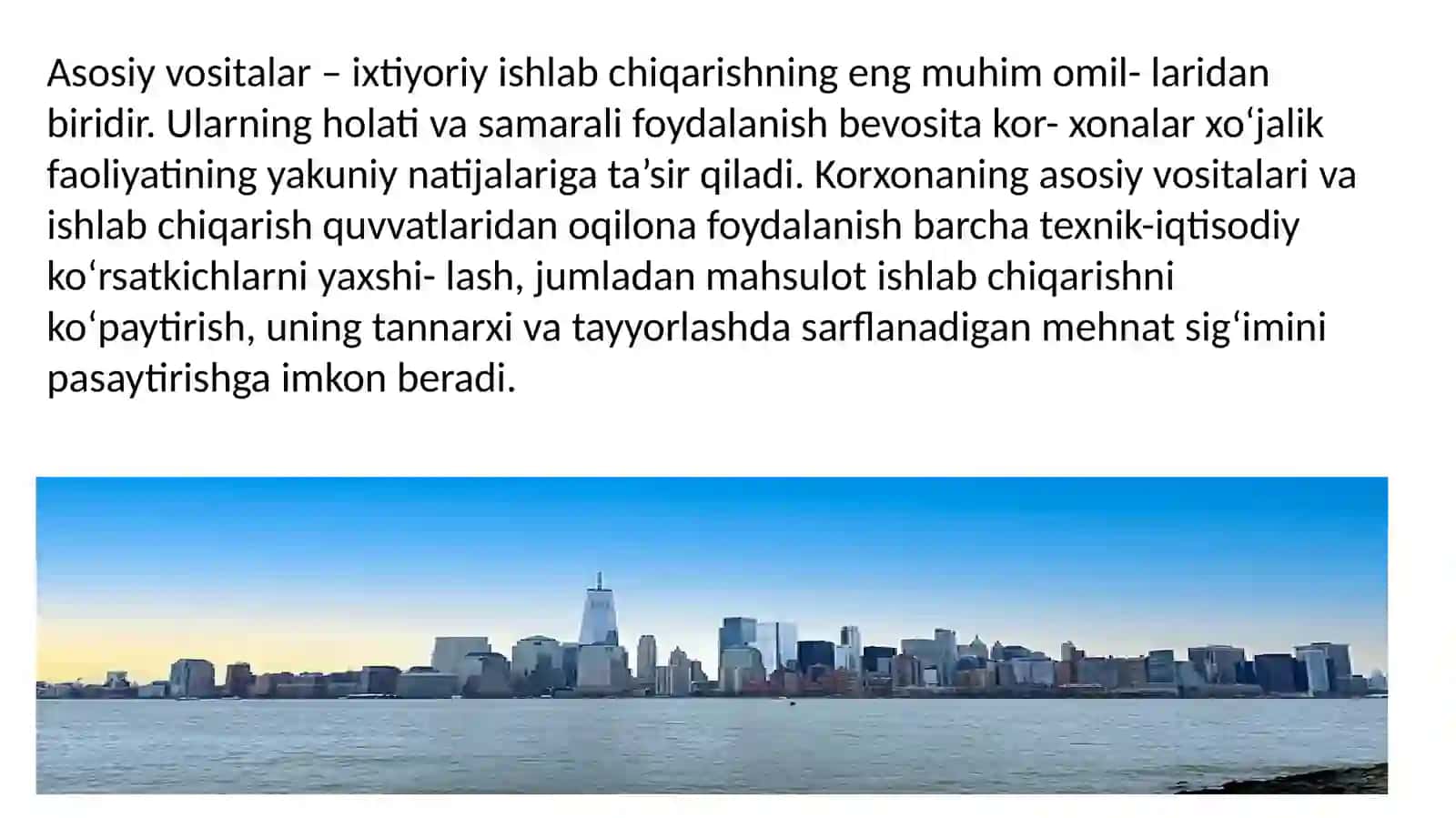Korxonaning asosiy vositalari va ishlab chiqarish quvvatlari 3