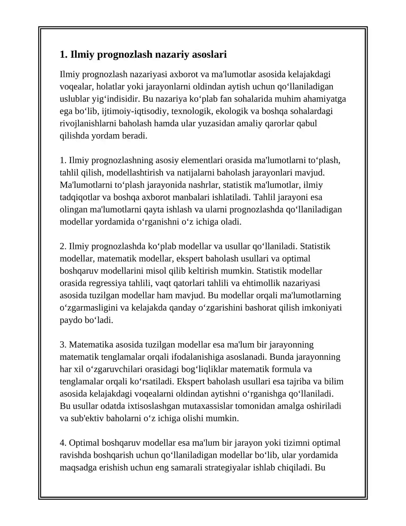 ILMIY PROGNOZLASHNING USLUBIY ASOSLARI VA USULLARI 3