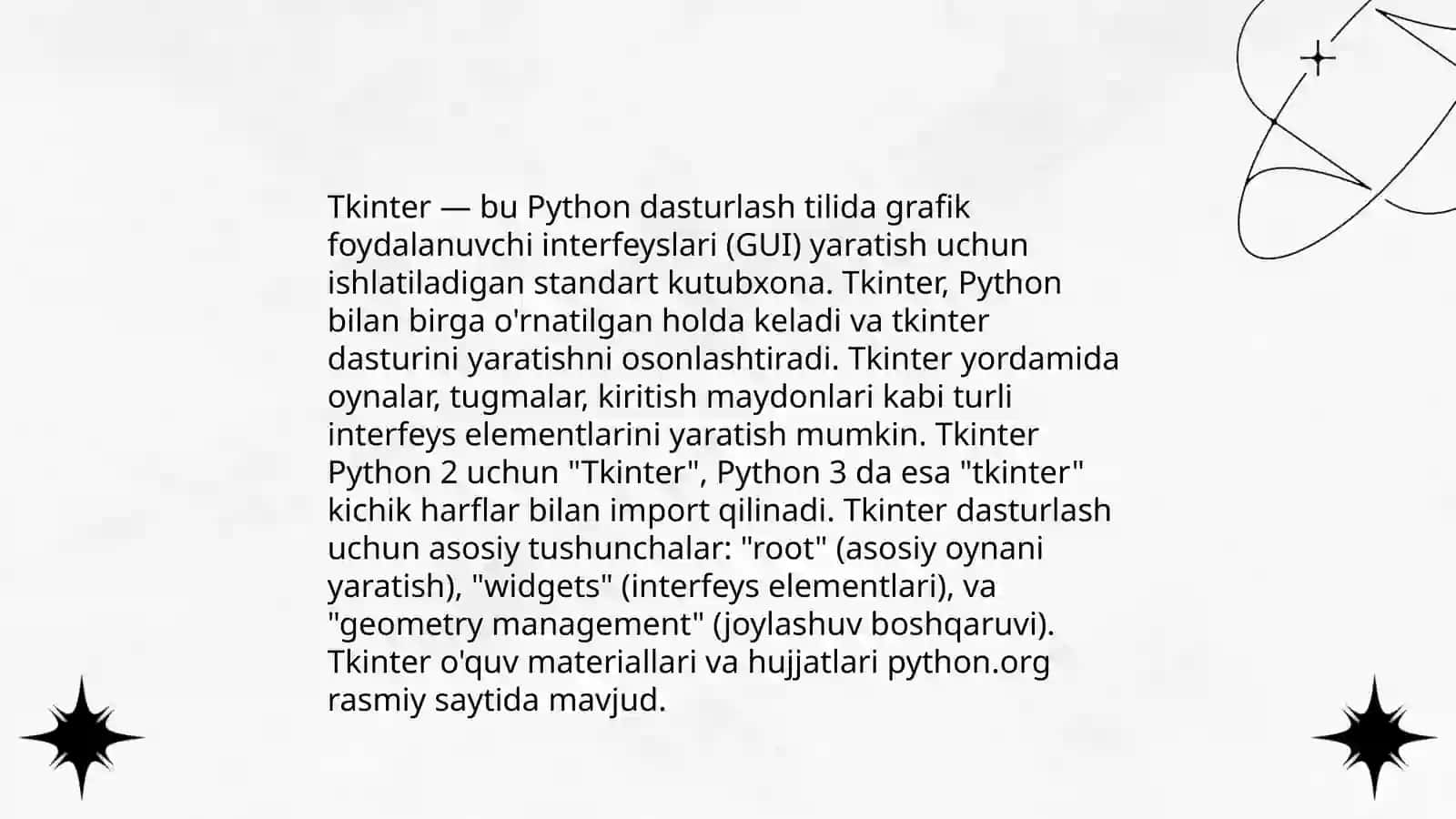 Pythonda tkinter modeli 3