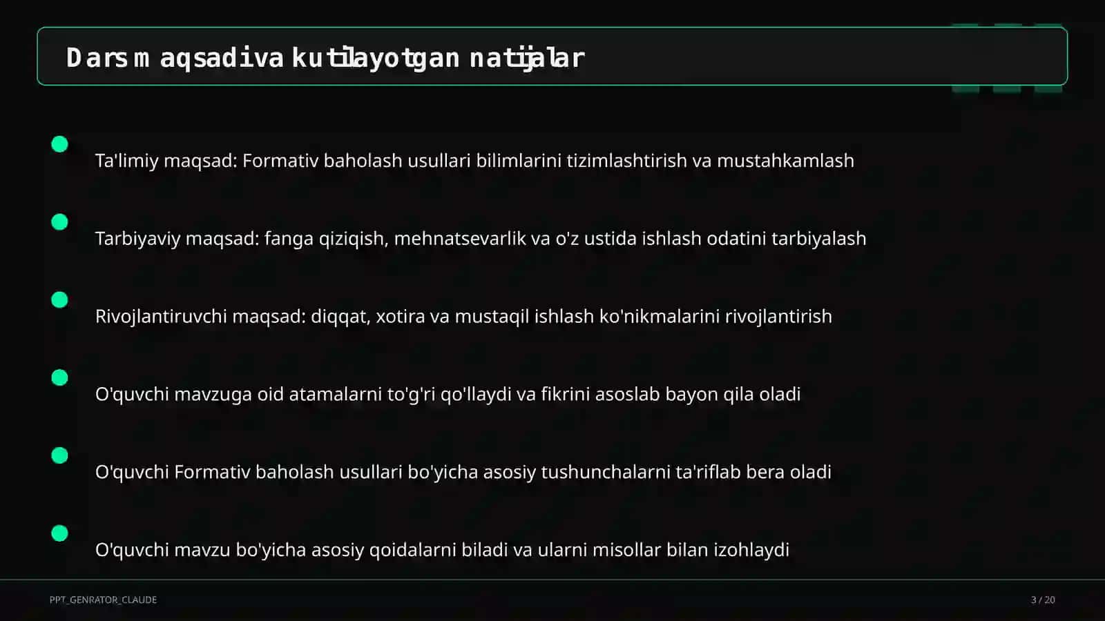 Formativ baholash usullari 3