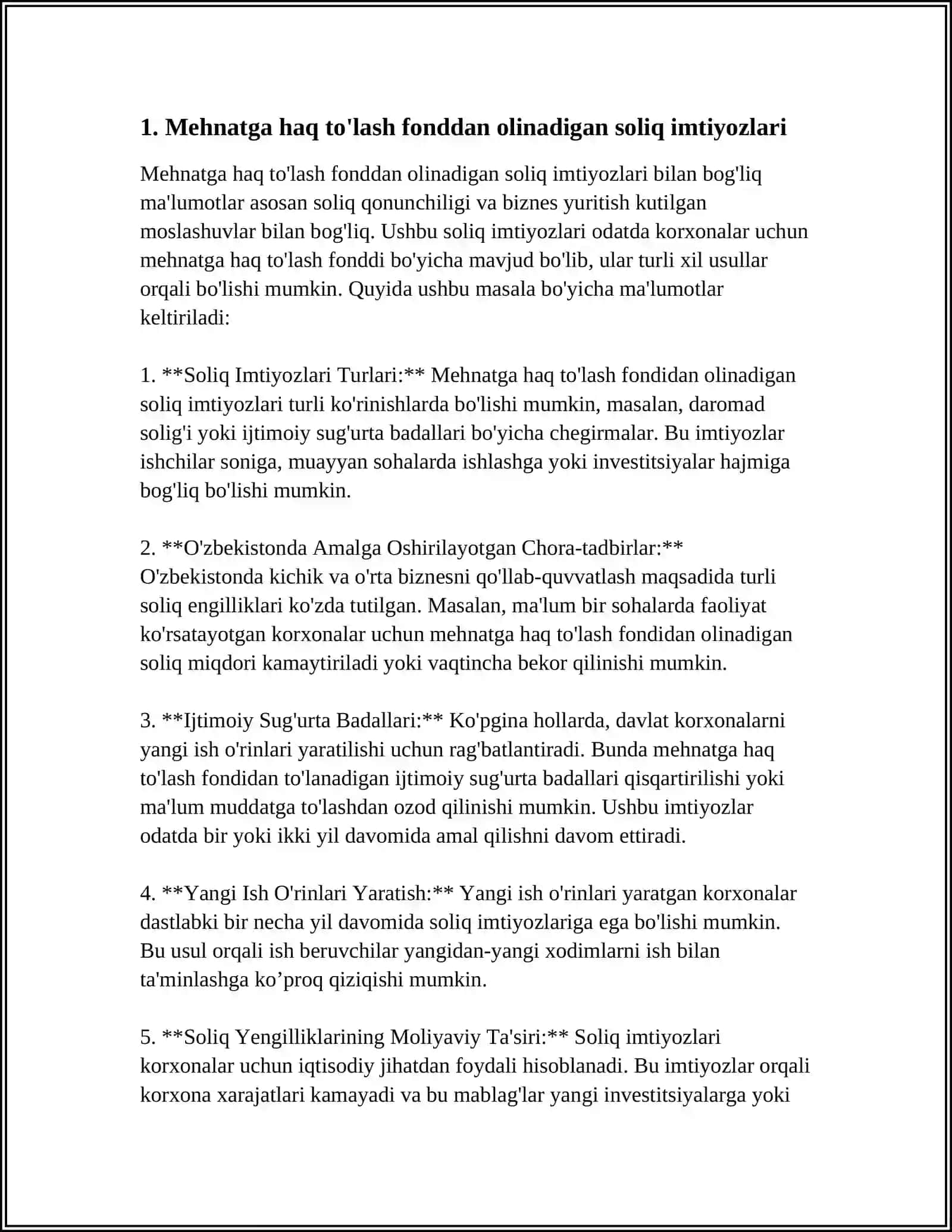 JISMONIY SHAXSLARDAN OLINADIGAN DAROMAD SOLIG'I BO'YICHA TAQDIM ETILGAN SOLIQ IMTIYOZLARI 3