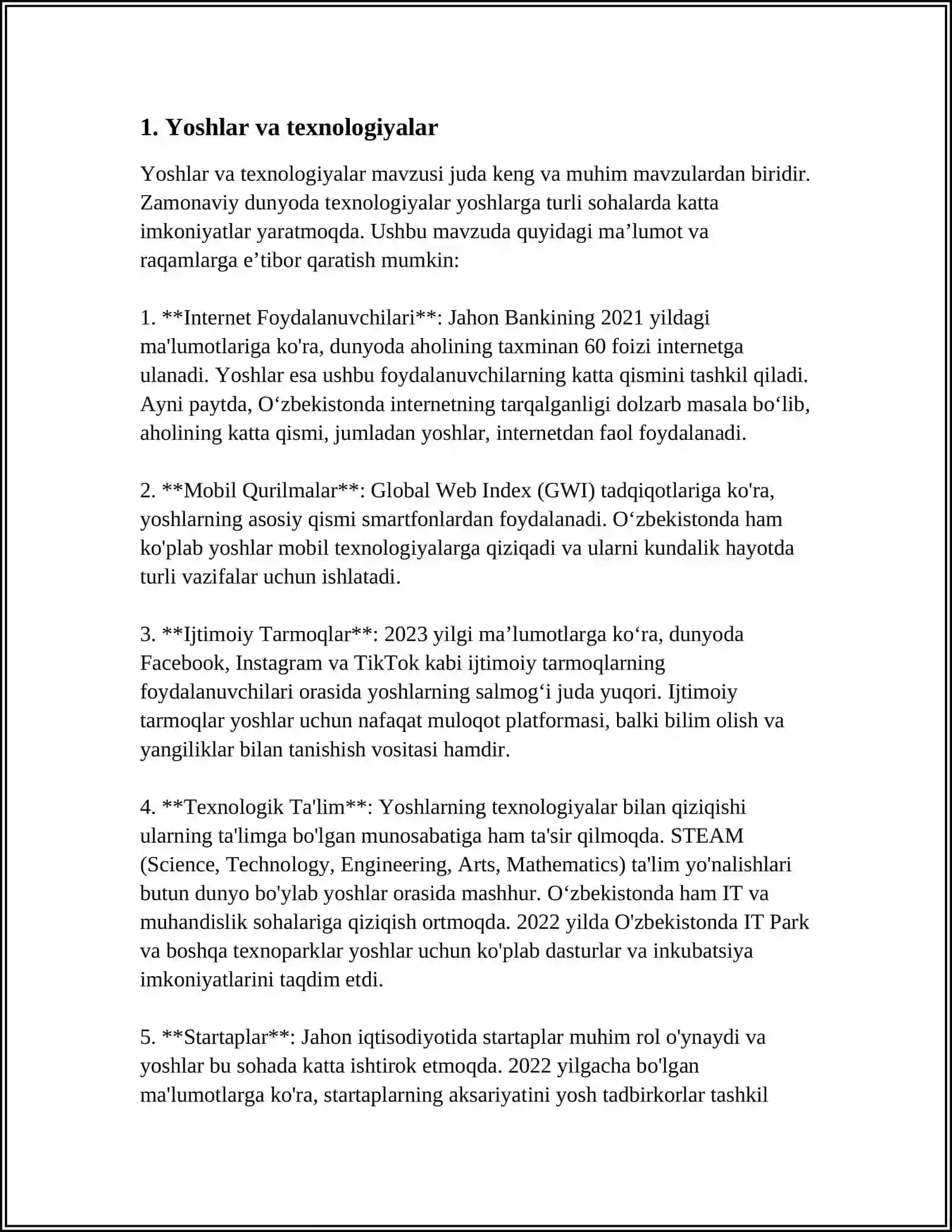O'ZBEKISTON YOSHLAR QO'LIDA 3