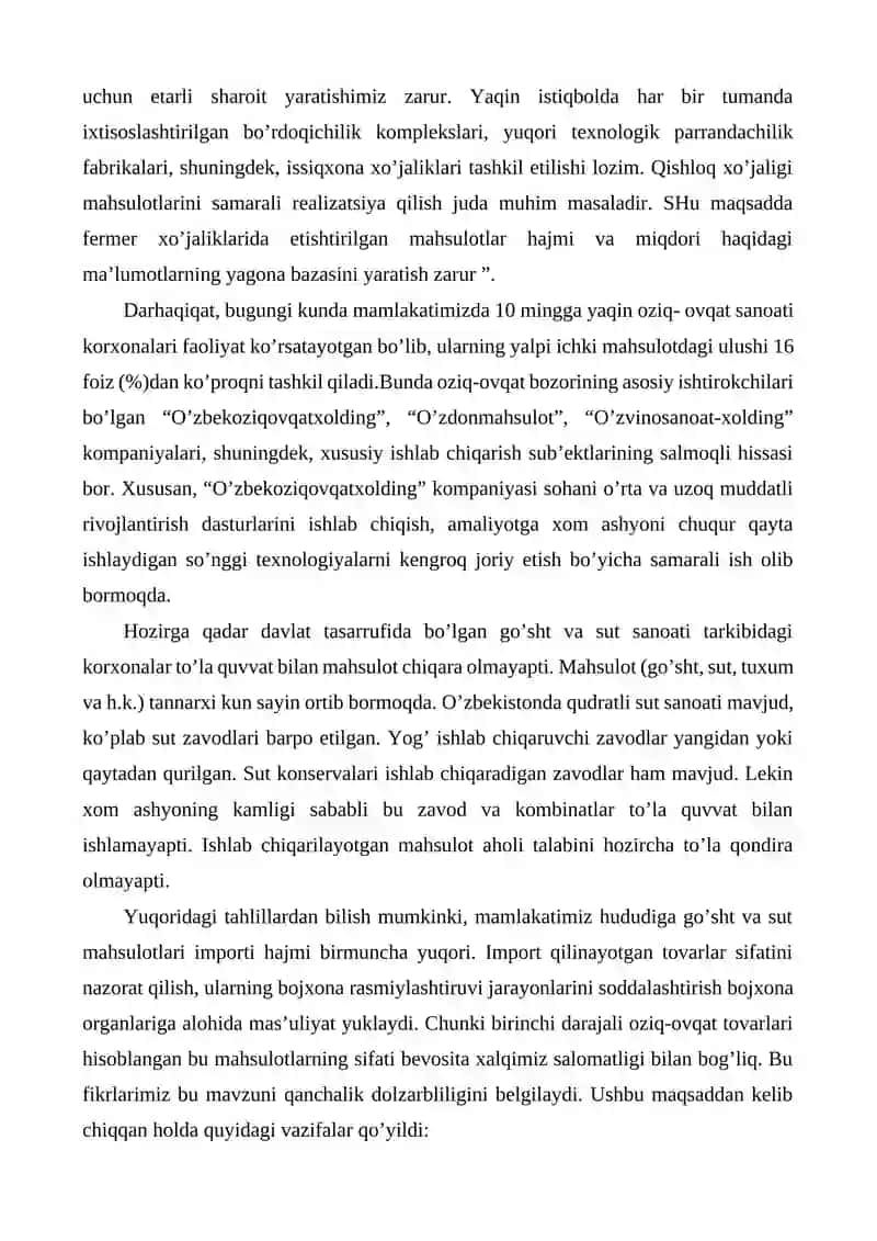 Oziq-ovqat mahsulotining xavfsizligi: muammolar va yechimlar 3