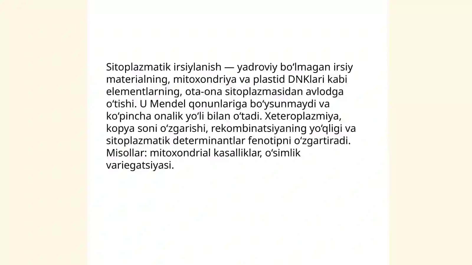 Sitoplazmatik irsiylanish tushunchasi va mexanizmi 3