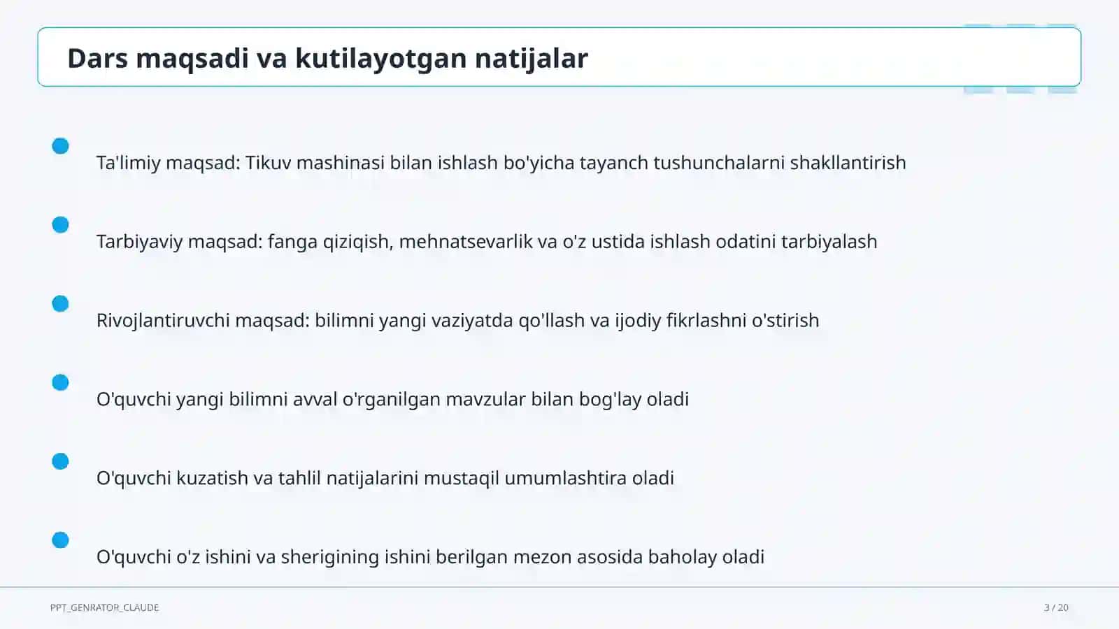 Tikuv mashinasi bilan ishlash (6-sinf) 3