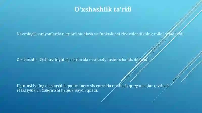 O’xshashlik qonuni (A.A.Uxtomiskiy bo’yicha) 3