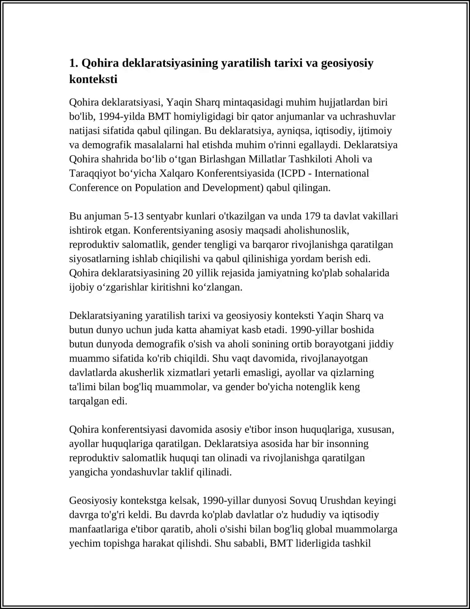 QOHIRA DEKLARATSIYASI TARIX VA MAZMUNI BORASIDA TAHLILI VA MAQOLA 3